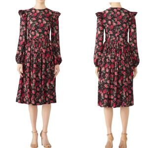 EUC $575 Alcoolique Black Floral Linda Dress IT 42 US 6 - Like new!
